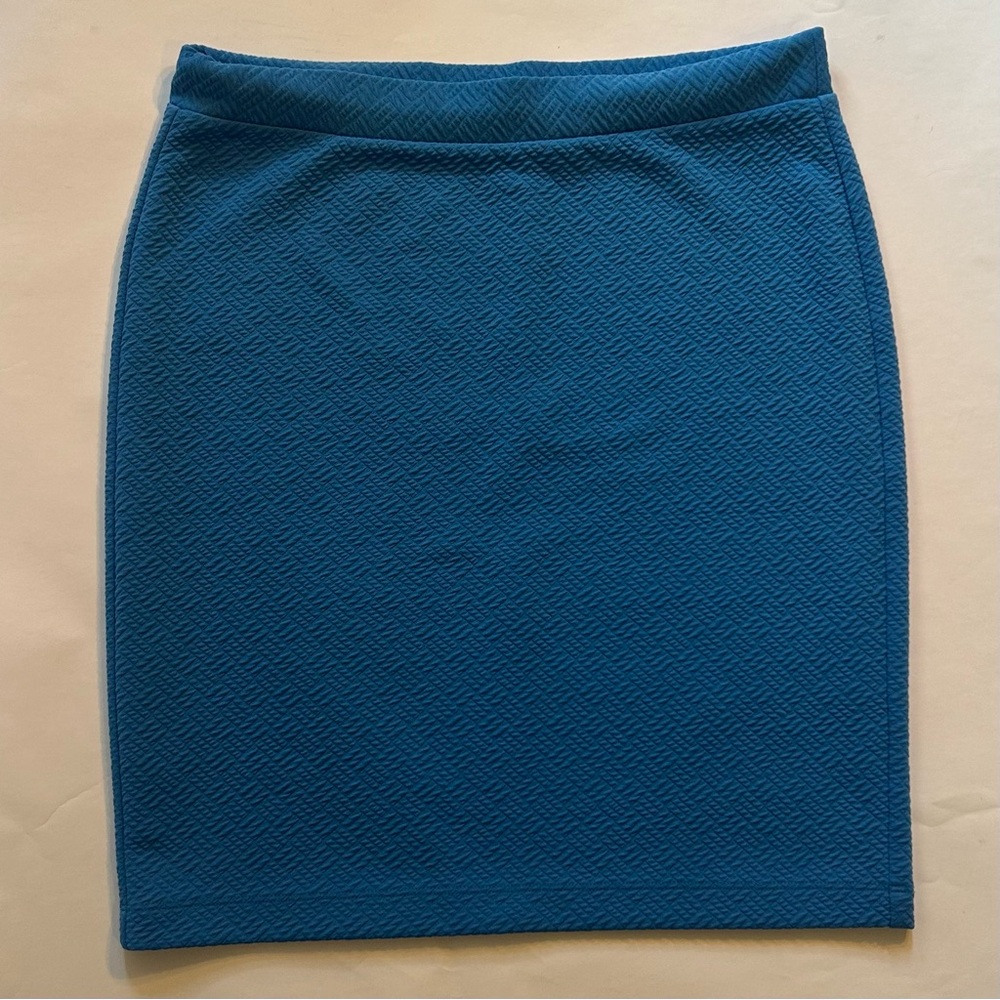 Ann Taylor Loft Blue Teal Textured Pencil Skirt Size Small EUC Business Casual